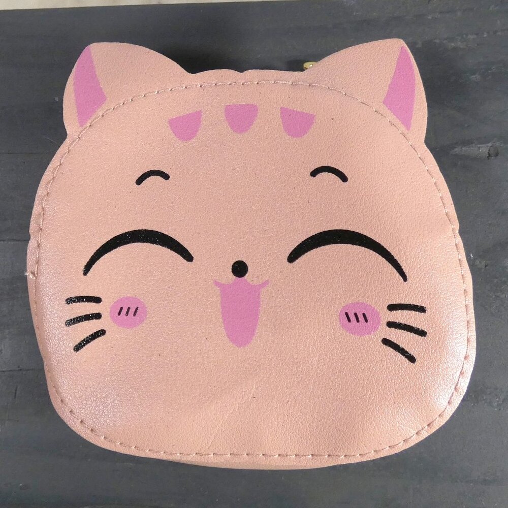 NWT Pretty Pink Kitten Kitty Cat Pocketbook Purse Crossbody Zipper PU